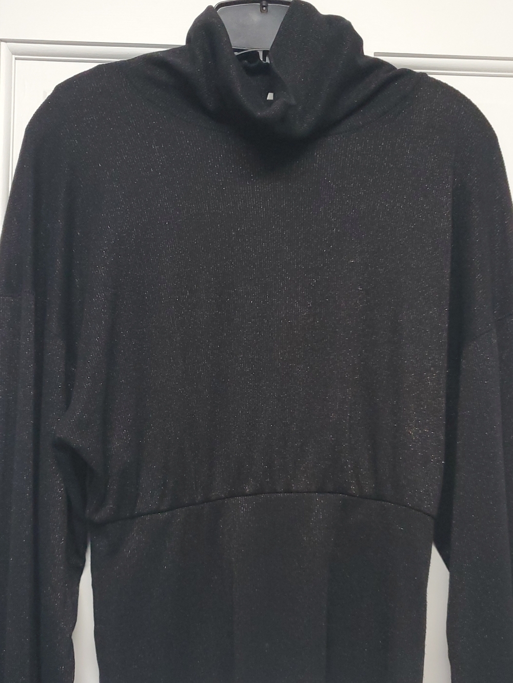 FREE PEOPLE Gold Shimmery Black Cowl Neck Lightweight Sweater XS